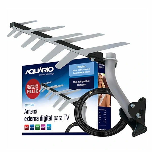 Antena Digital Externa Tv Uhf Hdtv Aquario Dtv-1500 — Itens Diversos