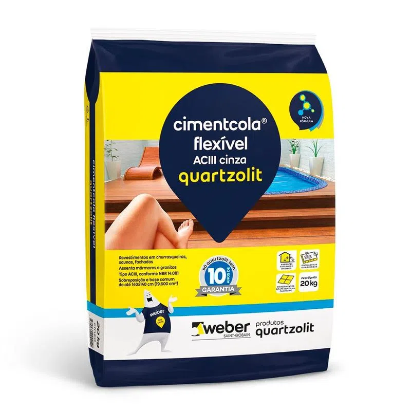 Argamassa Quartzolit ACIII Flexível 20kg — Argamassa Externa