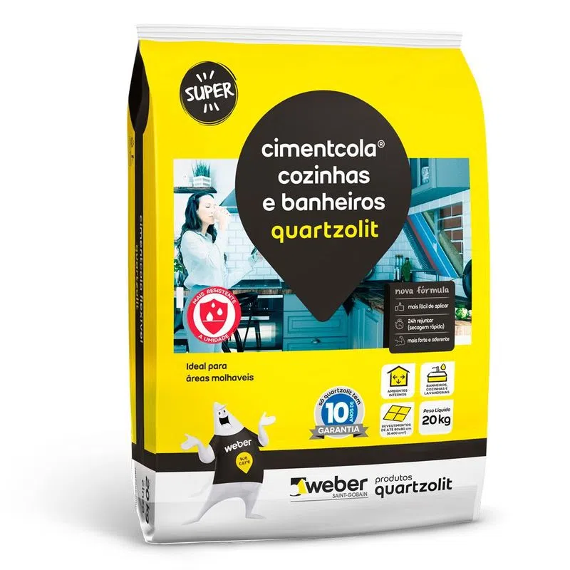 Argamassa Quartzolit Cozinhas e Banheiros Cinza 20kg — Argamassa Interna