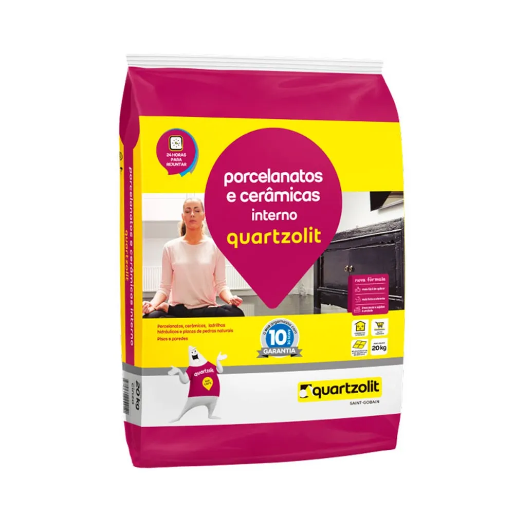 Argamassa Quartzolit uso Interno para Porcelanato 20kg Cinza — Argamassa Interna