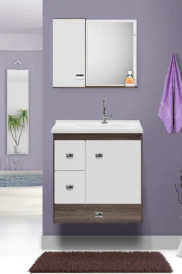 Armario - Conjunto para Banheiro - 60cm Suspenso - Malbec/Amendoa/Branco - Fabribam — Gabinetes e Cubas