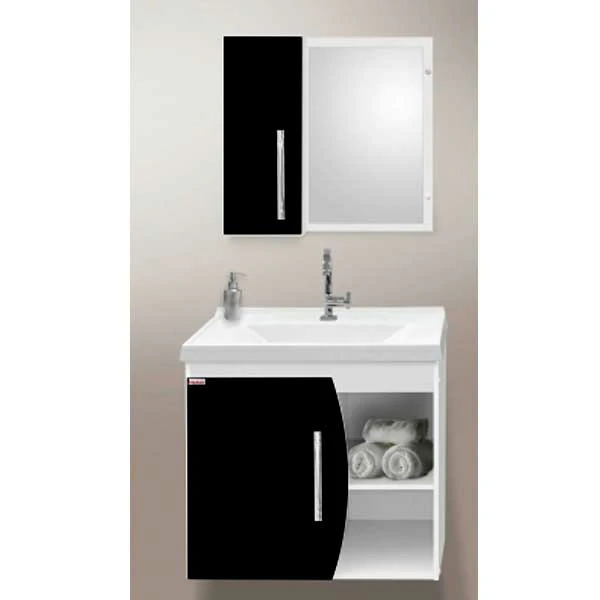 Armario - Conjunto para Banheiro - Acordes Suspenso 60cm - Branco/Preto - Fabribam — Gabinetes e Cubas