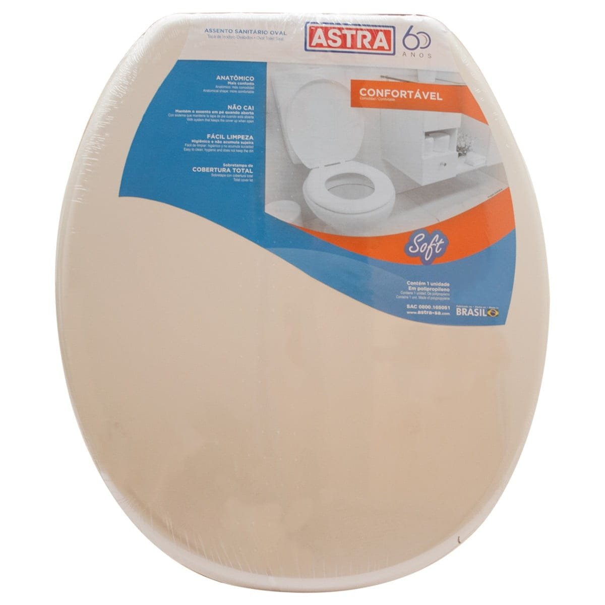 Assento Sanitário Astra Almofadado Bege — Assento Sanitario
