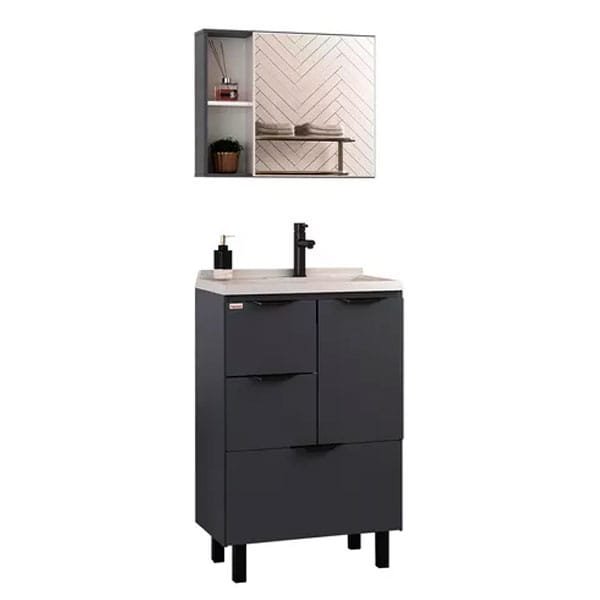 Conjunto Armário com Espelheira Banheiro Fabribam Luiza 60cm com Pés — Gabinetes e Cubas