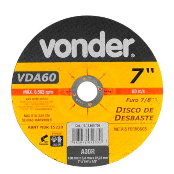 Disco Desbaste 7 Polegadas Vonder — Acessórios Ferramentas