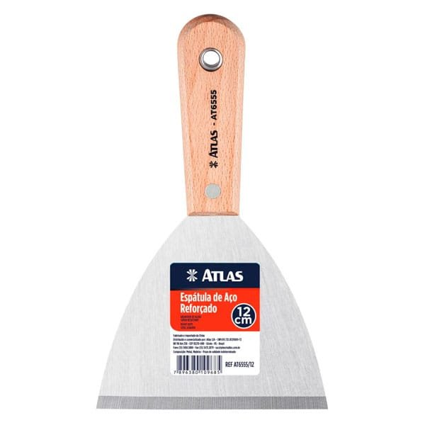 Espátula Atlas 12cm AT6555/12 Aço Reforçado — Acessórios Tintas