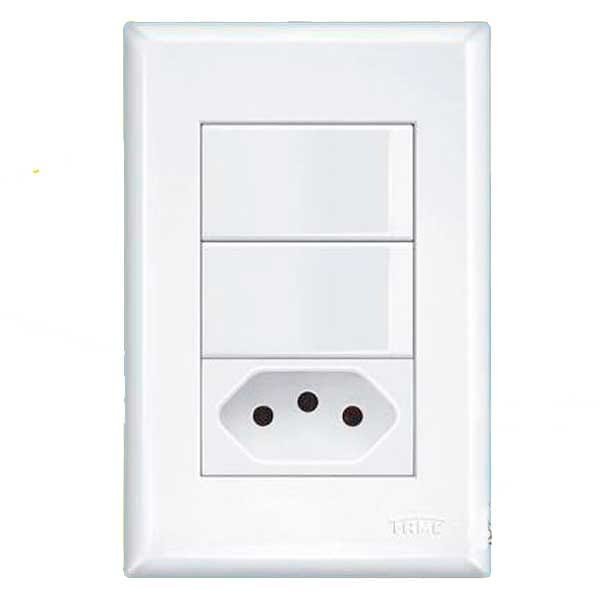 Interruptor Fame 2 teclas Simples +Tomada Padrão 2P+T 20A EV — Uncategorized