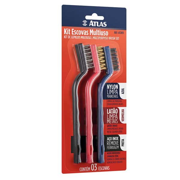 Kit Escovas Multiuso Atlas — Acessorios Limpeza