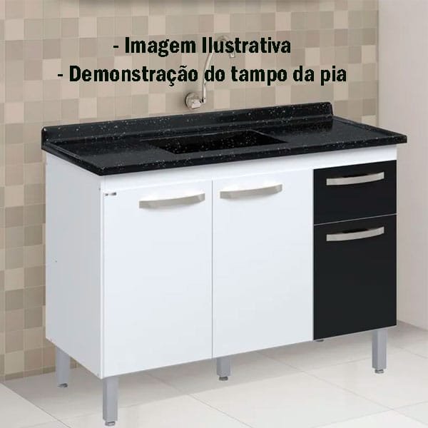 Pia de Cozinha 1,60m Granitada Preta - A.J. Rorato — imagem 2