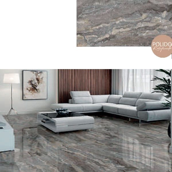 Piso Formigres Agata Gris Retificado Polido 60x1,20 cx2,16 — Pisos