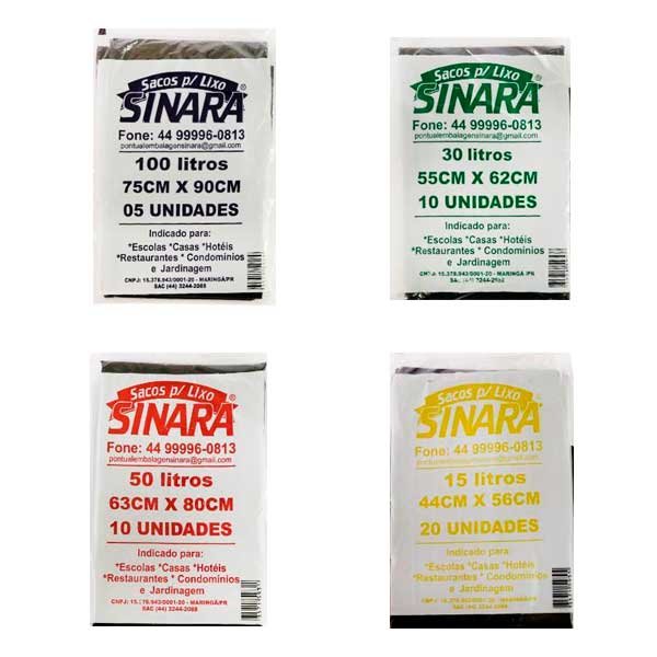 Saco Plástico para Lixo - Sinara — Acessorios Limpeza