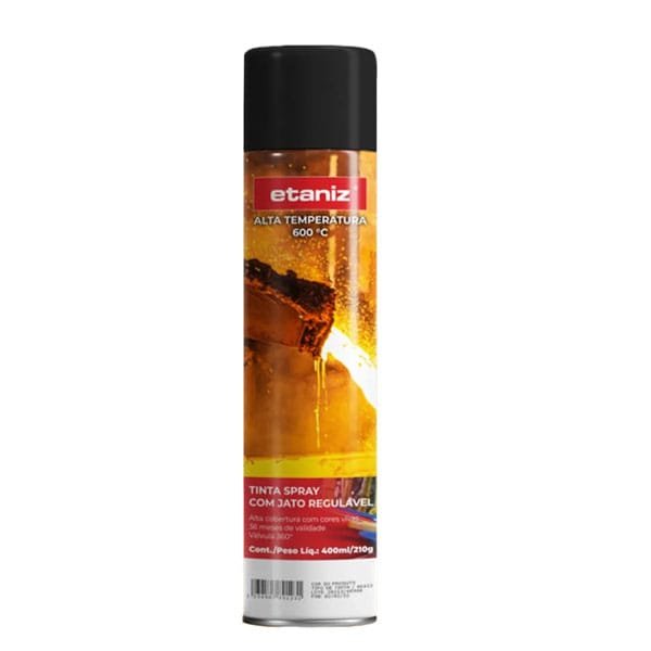 Spray Etaniz Preto Fosco Alta Temperatura — Spray