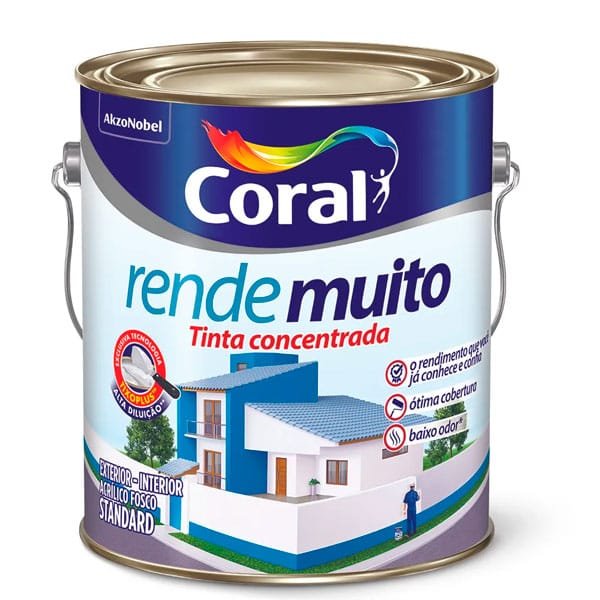 Tinta Coral Acrílica Rende Muito Fosco Branca 3,6L — Tintas