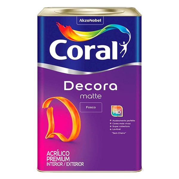 Tinta Coral Acrílico Decora Mate Fosco Branco Neve 18L — Tintas