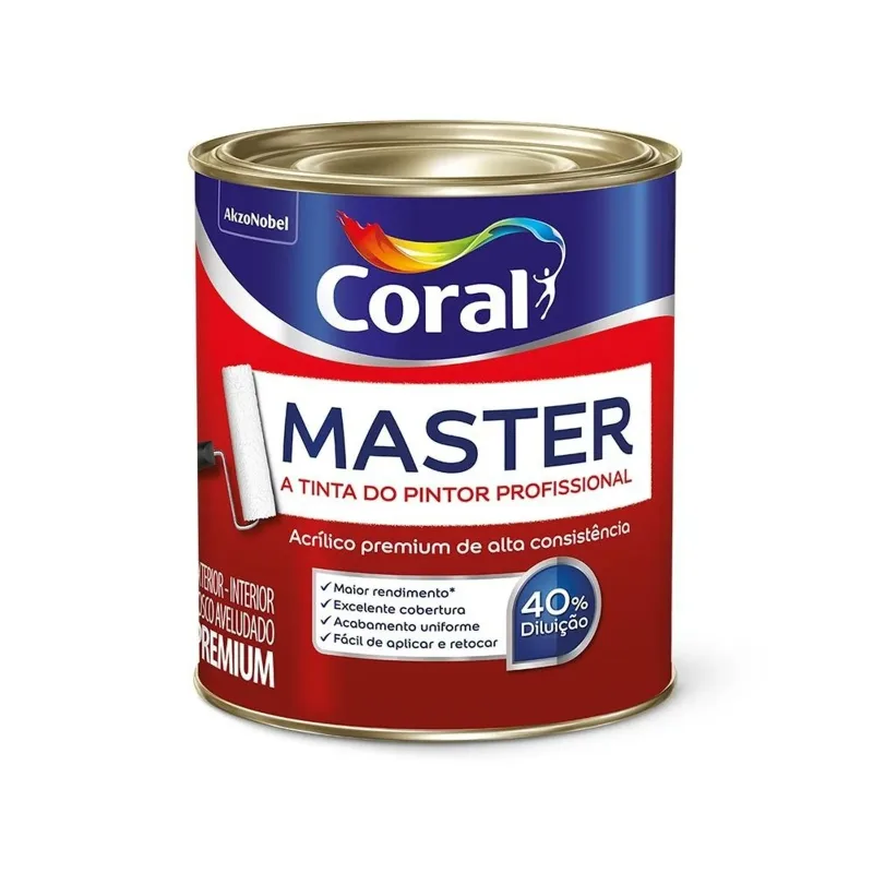 Tinta Coral Master 900ml - Fosco Branco
