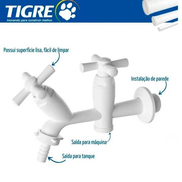 Torneira Tigre Tanque/Máquina Cross BC 1/2 - 3/4" — Metais