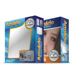 Armário de Banheiro Com Espelho Grande Branco - Metasul