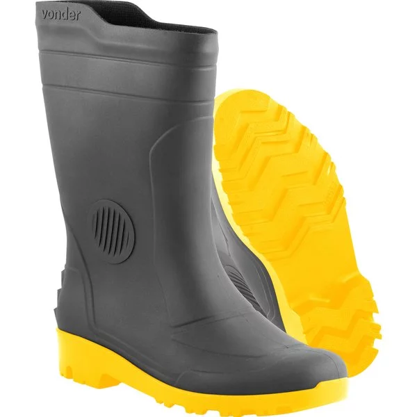 Bota de Borracha Vonder Preta solado Amarelo