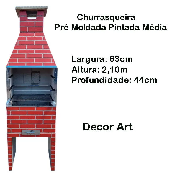 Churrasqueira Decor Art Pré Moldada Média Pintada