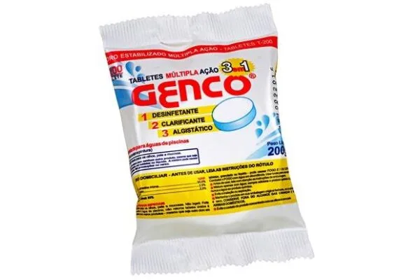 Cloro Estabilizado Genco Tabletes T-200 Ação 3 Em 1 200gr