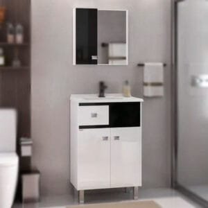 Armário Fabribam 60cm Econômico com pés Preto/ Branco