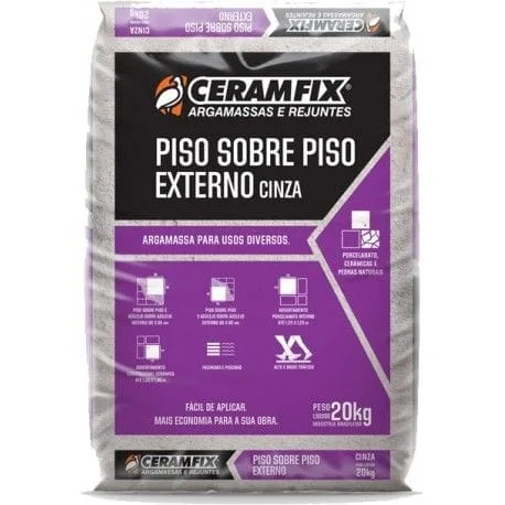 Argamassa Porcelanato Piso sobre Piso Externo Cinza 20kg Ceramfix