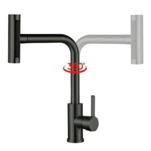 Torneira Rainha 92993 Bancada 4 Funções 360º Preta Fosca 1/4 de volta